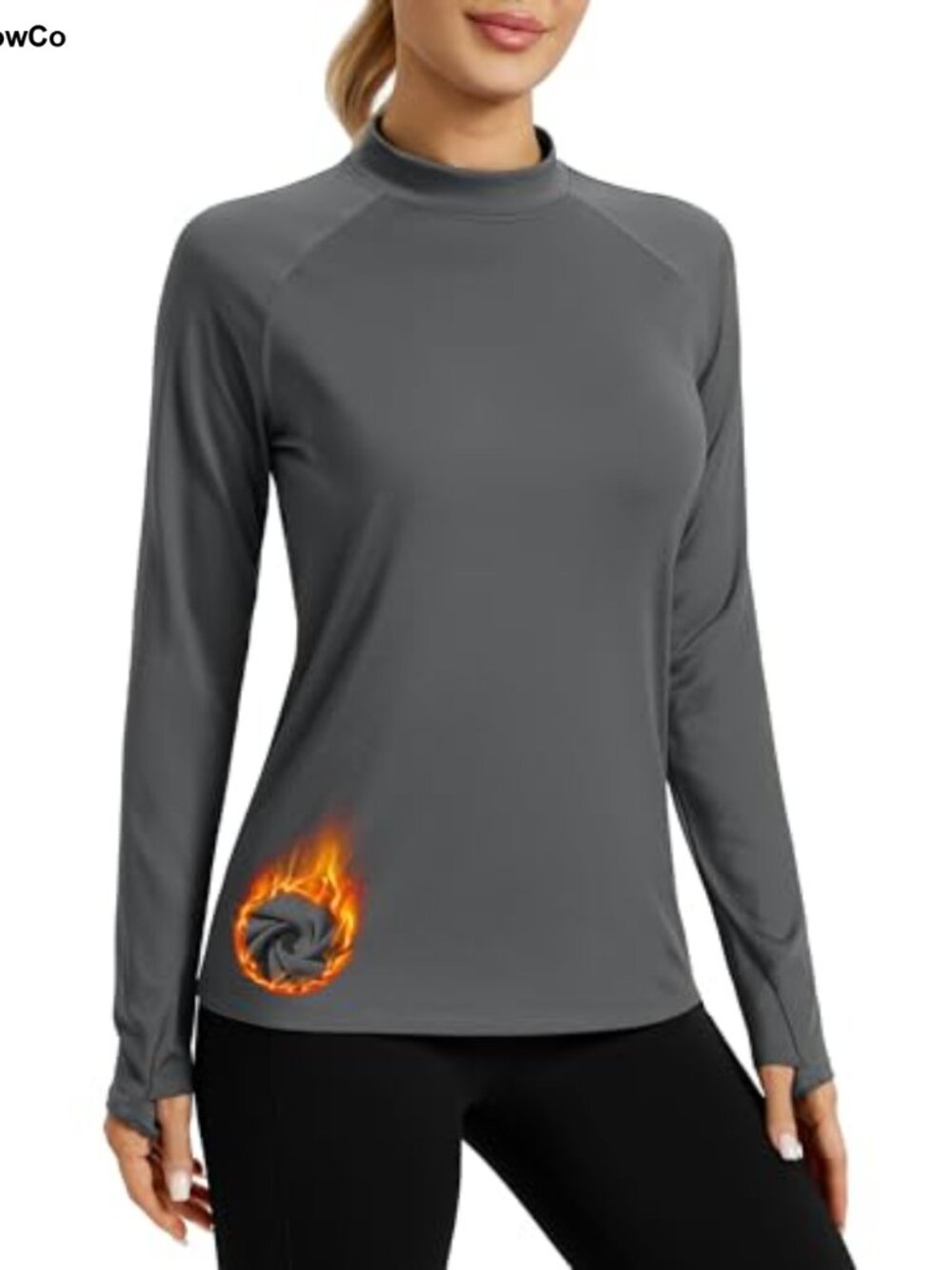 Women's Fleece Lined Mock Neck Thermal Base Layer Long Sleeve